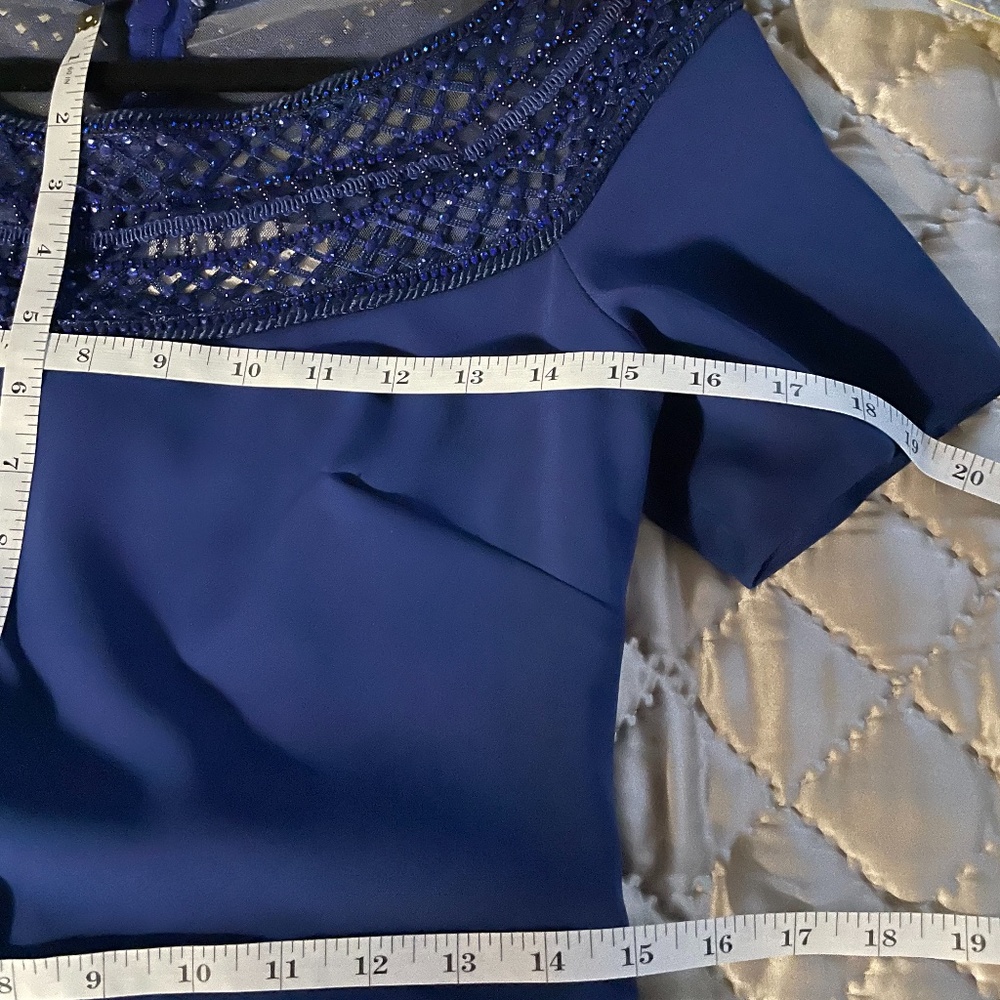 BADGLEY MISCHKA {6} Cocktail Dress Blue Beaded ⭐️HP⭐️ - Picture 12 of 14